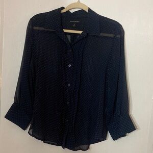 Banana Republic Dark Blue Sheer Button Down Shirt